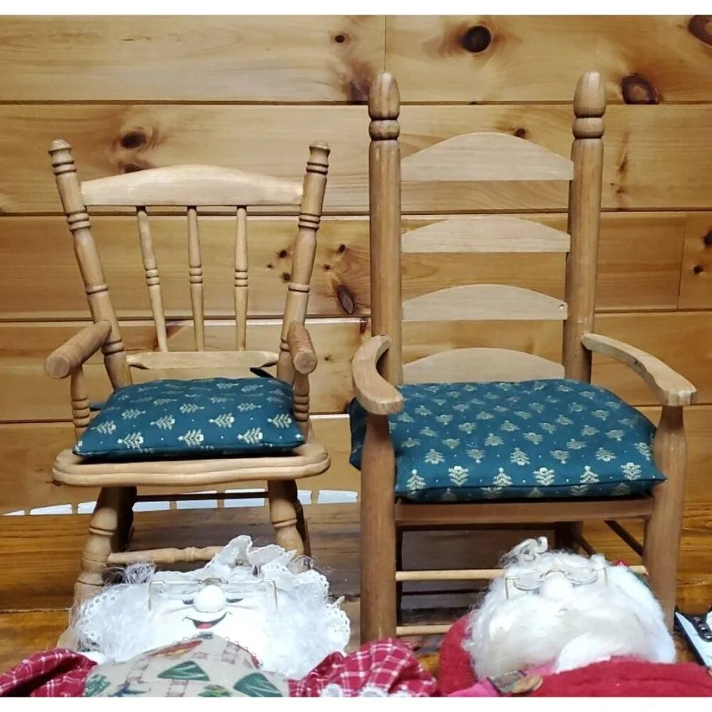 Vintage Santa Claus in chair And Mrs. Claus in rocking chair Christmas